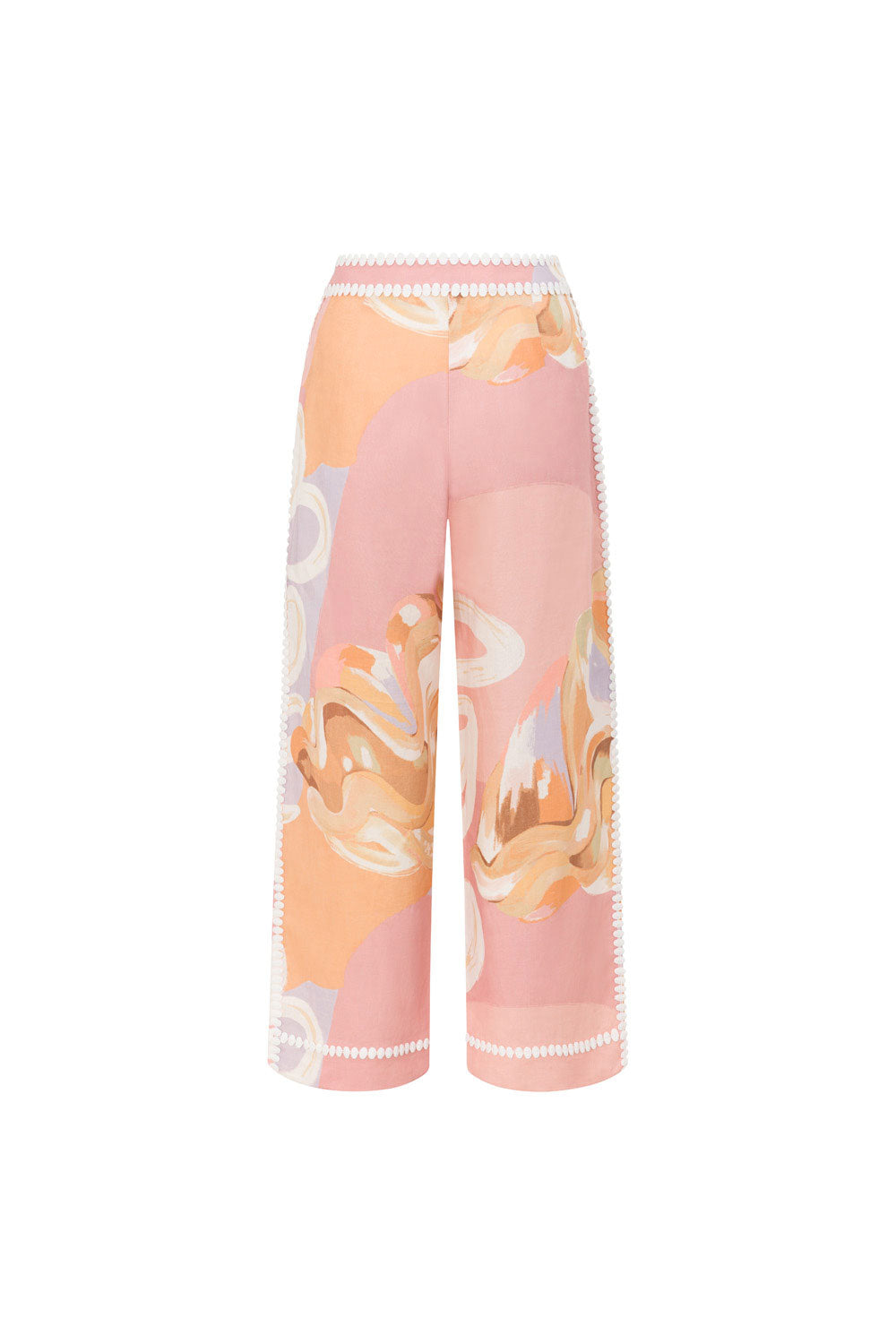 Calça de verão de cintura alta com estampa artística – estilo europeu