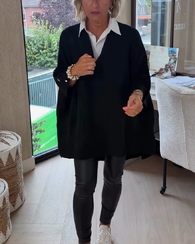 Pull Avec Caractéristiques Col V, Boutonné Et Asymétrique