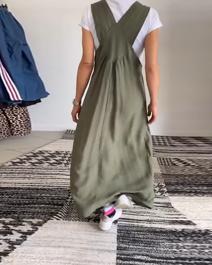 Alice | Vestido casual com alças de cor sólida