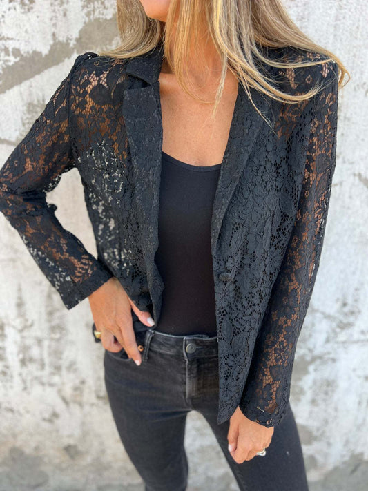 Lena | Blazer de renda transparente com estrutura elegante