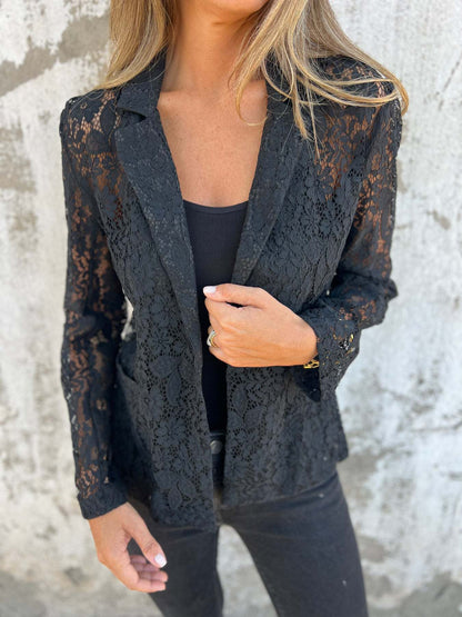 Lena | Blazer de renda transparente com estrutura elegante