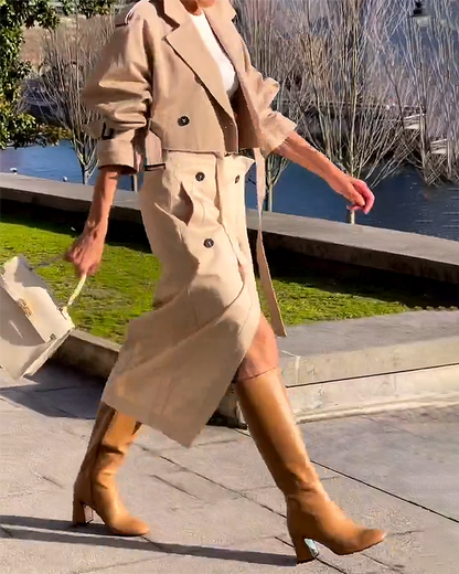 Elegante conjunto de duas peças com casaco e saia