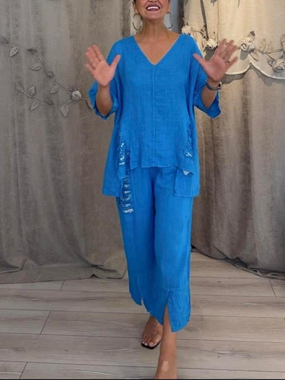 BIANCA | Conjunto de verão de duas peças com elegância sem esforço e conforto fluido para dias ensolarados