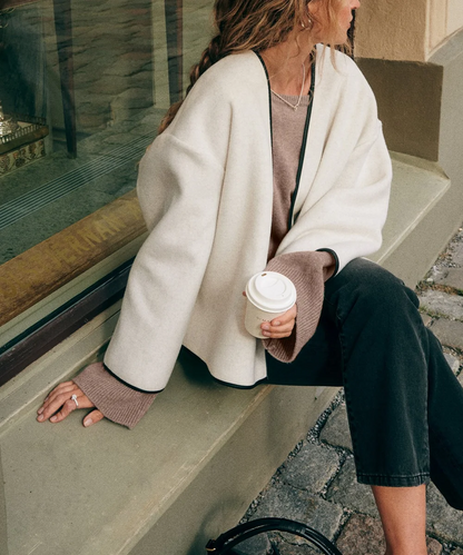 Isabella - Casaco curto de estilo minimalista francês com cachecol