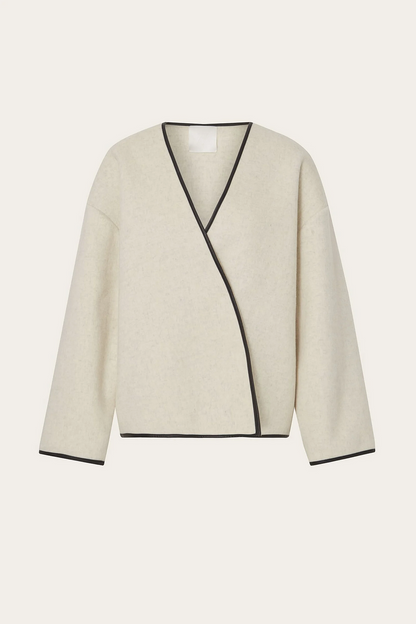 Isabella - Casaco curto de estilo minimalista francês com cachecol