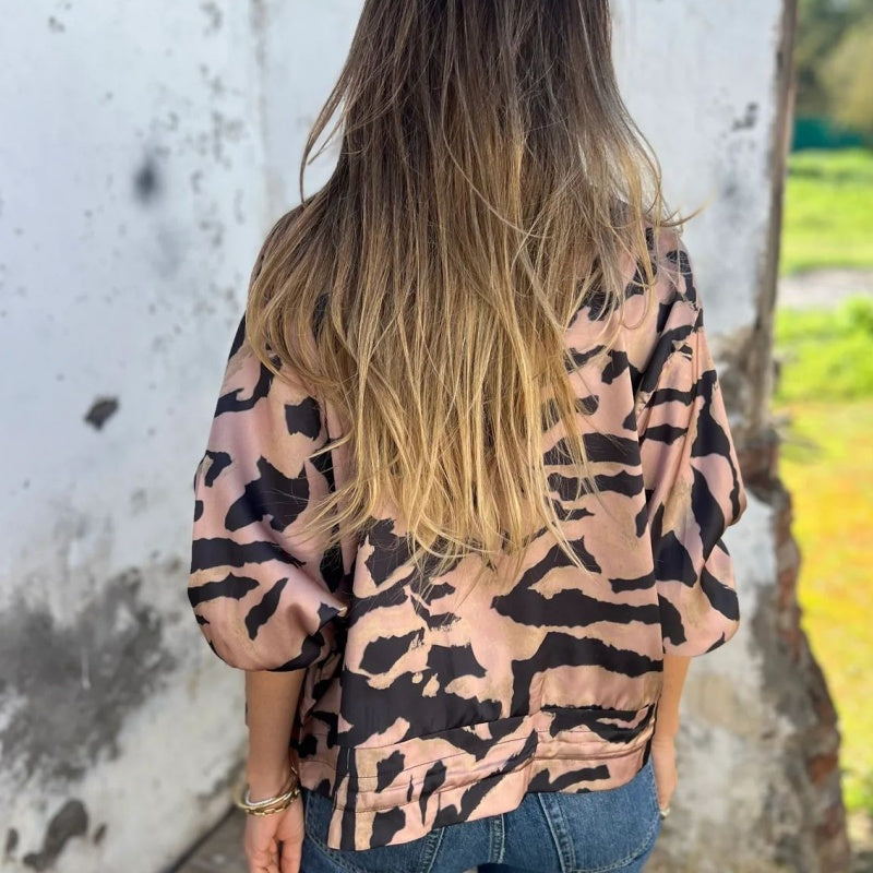 Zaira™ | Jaqueta de primavera com zíper zebra